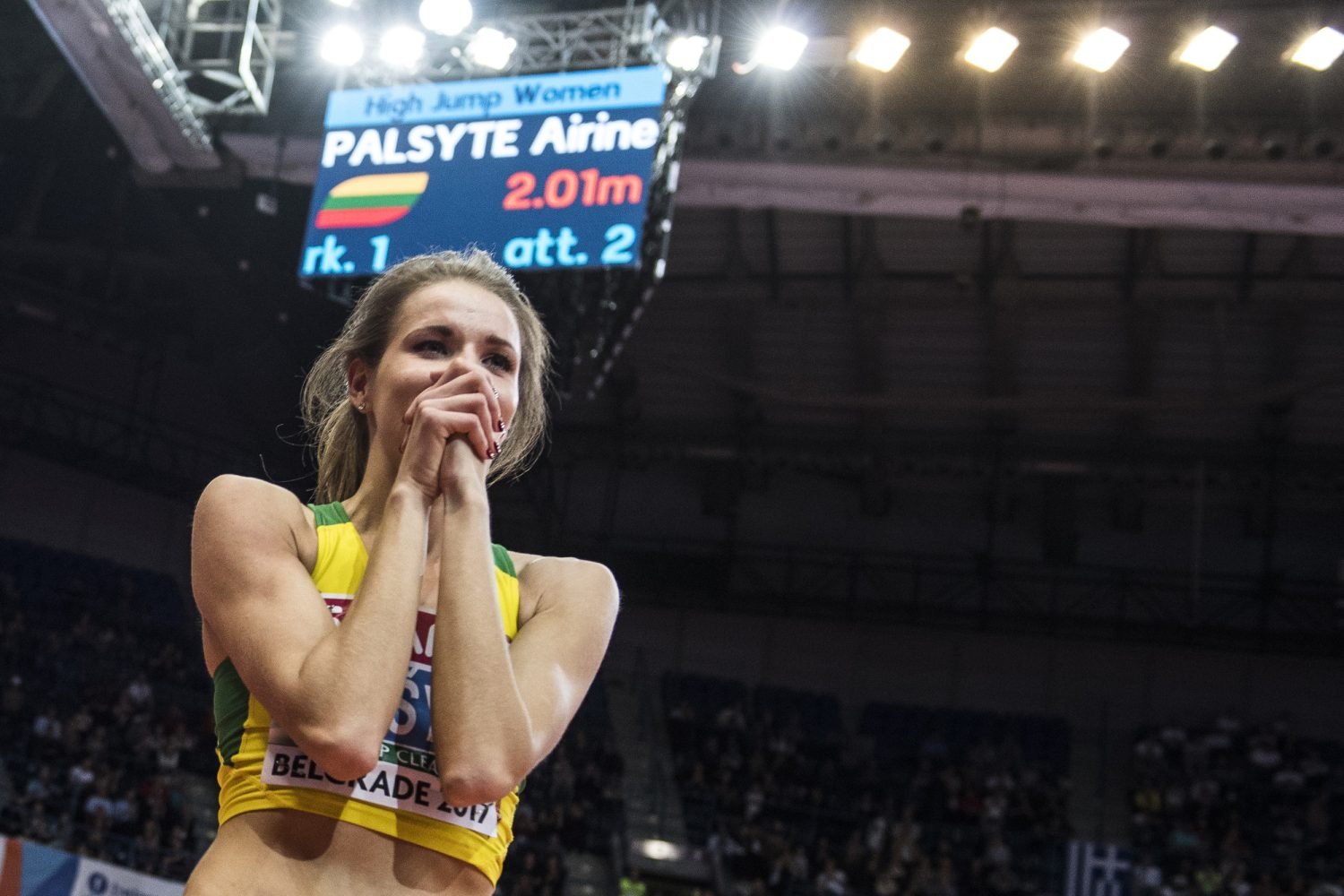 Airine Palsyte of Lithuania seen during the European Athletics Indoor Championships in Belgrade, Serbia on March 4, 2017.
