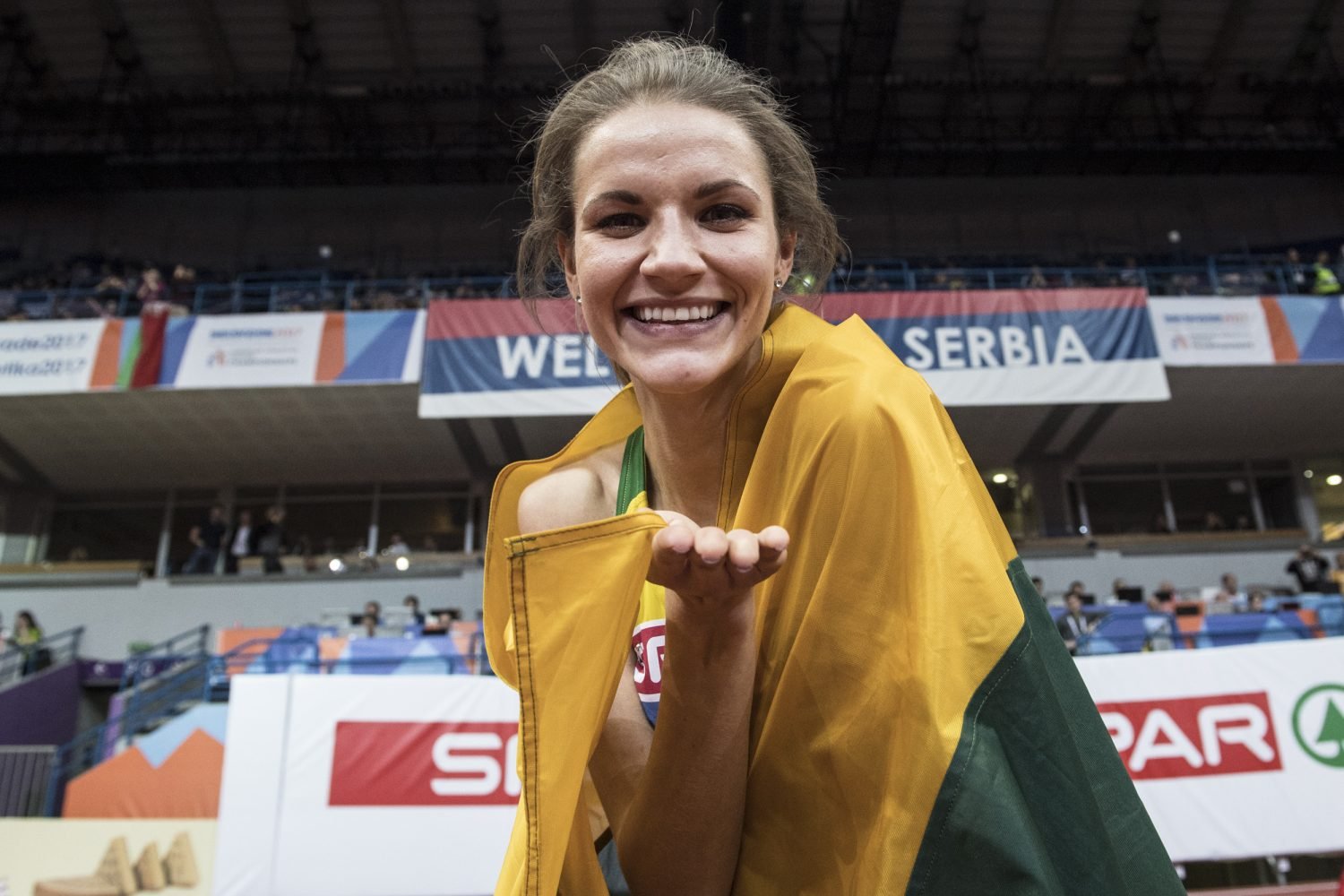 Airine Palsyte of Lithuania seen during the European Athletics Indoor Championships in Belgrade, Serbia on March 4, 2017.